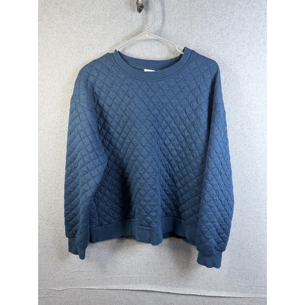 Staccato Sweatshirt Womens Medium Blue Quilted Knit Crewneck Pullover Casual